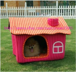New Sweet Pet Dog Cat House Bed Chimney House Large