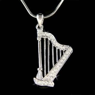Crystal Fairy ~CELTIC HARP Harpist music Irish Pendant Necklace Xmas