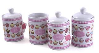 ICED FANCIES CUP CAKE CERAMIC STORAGE JARS GREAT KITCHEN GIFT NEW