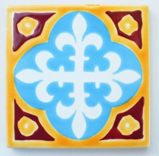 Mediterranean Frensh Ceramic Tiles   Fleur de Lis 4x4