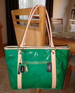 CAVALCANTI EMERALD GREEN PATENT LEATHER LARGE TOTE   NWT   ITALY