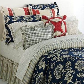 Chaps French Riviera Full Comforter Set 2 Piece Blue Floral Striped