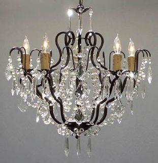 COLLECTION WROUGHT IRON CRYSTAL CHANDELIERS LIGHT FIXTURE 5 LIGHT