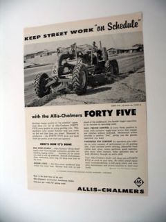 Allis Chalmers 45 Forty Five Motor Grader 1957 print Ad