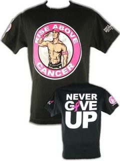 John Cena Pink Rise Above Cancer Pink Logo Black Mens T shirt