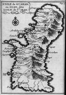de Guahan,ou Guan,Map of Guam,Pacific Ocean,1700,Charles Le Goblen