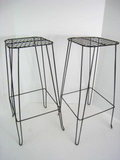 Vintage Steel Wire Mesh Planter Plant Stand SET Industrial Home