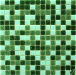 Glass Mosaic Tile Wall Floor Indoor Outdoor Green Mix V