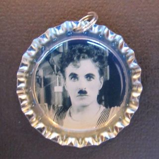 Charlie Chaplin bottle cap charm necklace