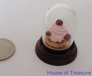 HERME MINIATURE CAKE** for DOLLS HOUSE  THIMBLE SIZED DISPLAY CASE