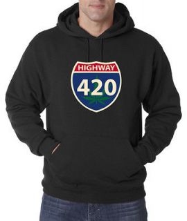 Highway 420 Weed Marijuana Smoking Bong 50/50 Pullover Hoodie
