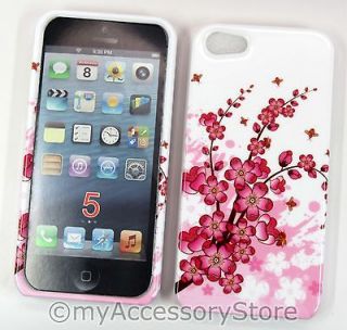 FOR iPHONE 5 PINK CHERRY BLOSSOM FLOWERS SNAP ON PROTECTOR HARD PHONE