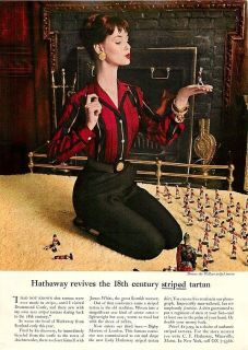 1956 Hathaway Womens Shirt Ad   18th Century Striped