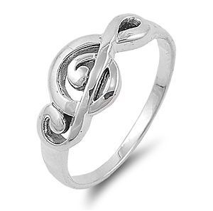 Sterling Silver Music Note Ring Available in Sizes 4 5 6 7 8 9 10