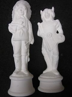 Lot of Two Atlantic Mold Ceramic Greenware Pieces Chief & Warrior
