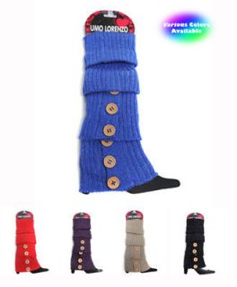 Solid Color Knit LEG WARMERS w/ Button Accents (LW1000)
