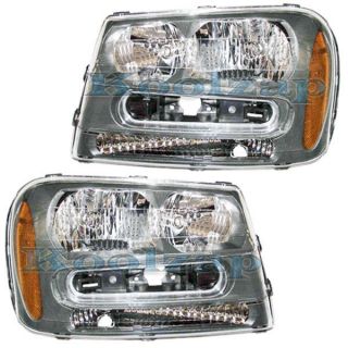 02 09 Chevy Trailblazer Headlights Headlamps Head Lights Lamps Pair