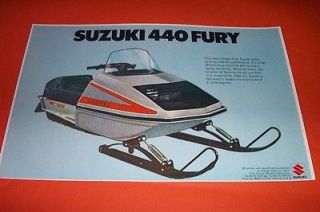 75 SUZUKI 440 FURY SNOWMOBILE POSTER Free Air F/A vintage sno