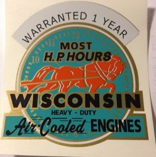 3W Wisconsin Engine Decal More Horsepower Hours Warranted 1 Year