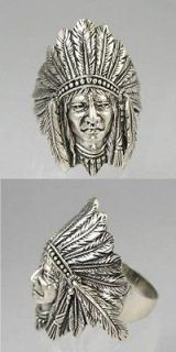 925 Silver INDIAN CHIEF Ring Feathers Move Size 8 & 13 Available
