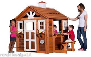 Products Cedar Childrens Outdoor Summer Cottage Playhouse w/ Toys