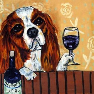 Cavalier King charles spaniel at the wine bar picture animal dog art