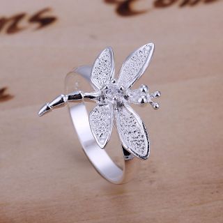 1Pc 925 Sterling Silver Electroplated Dragonfly Jewelry Ring US Size 6
