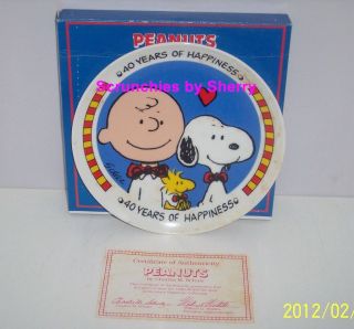 Peanuts 40 Years of Happiness Collectors Plate Snoopy Charlie Brown LE