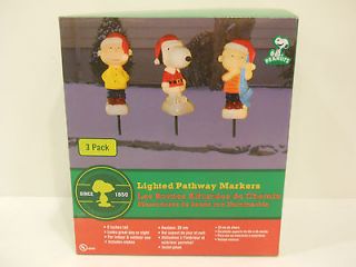 new 3 pc christmas pathway lights marker peanuts snoopy charlie brown