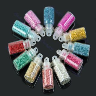 Micro Colorful Ball Beads Nail Art Acrylic Tips Decoration Manicure 12