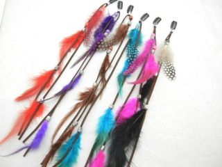 NEW Bohemian Women Girl Real Feather Clips in on Hair Extensions