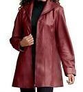New Womens 24wp 24w Petite Dark Red Leather Swing Coat Jacket No