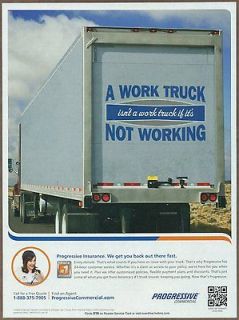 Progressive Insurance 2012 magazine print ad, Flo work truck