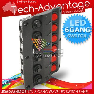 12V 6 GANG LED SWITCH PANEL & CIRCUIT BREAKERS   LOW WAVE PROFILE