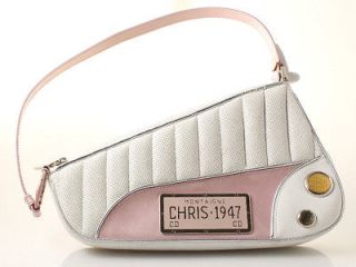 Christian Dior Pink/White Quilted Leather License Plate Handbag, 1307