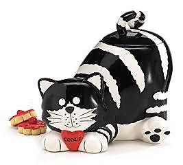 CHESTER THE CAT COOKIE JAR black & white cat ceramic