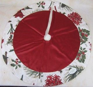 Country Red Green Ivory Nature Sings Christmas Tree Skirt 24 in