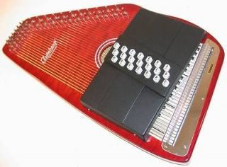 Oscar Schmidt 21 Chord Classic Autoharp, Quilted Maple Top, Trans Red