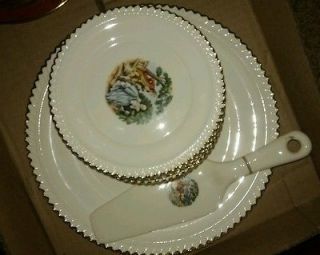 Vintage Harker Pottery Made in USA Courting Couple Cake Plate,Server