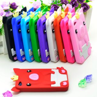 Hot Sales Adorable Pig Crown Soft Silicone Case Cover For iPhone 4G 4S