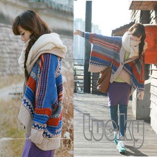 Chunky Knitwear Batwing Oversize Knit Coat Toggle Navajo Poncho