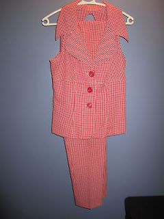 WOMENS SPRING/SUMMER RED AND WHITE CHECK PANT SUIT Sz 9