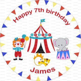 Circus Theme Rice Paper or Icing Birthday Cake Topper
