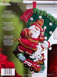 Santa ~ 18 Felt Christmas Stocking Kit #86107, Fire Truck, Dog