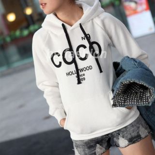 Korea Women COCO Print Hoodie Coat Sweatshirt Tracksuit Tops Outerwear