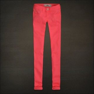 NWT HOLLISTER FALL 2012 NEON CORAL SKINNY JEGGINGS JEANS LEGGINGS 1