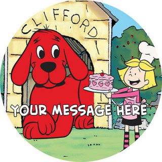 CLIFFORD THE RED DOG PERSONALISED EDIBLE ICING CAKE DECORATION TOPPER