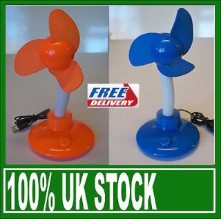Usb Powered Desk Top Fan Available in Orange or Blue Safety Blades