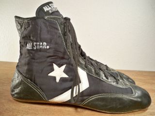 Vintage CONVERSE ALL STAR High Top Black Leather Shoes Sneakers Mens