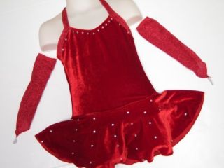 NEW Red Sweetheart Ice Figure Skating Dress LOADED w Over 80 Crystals